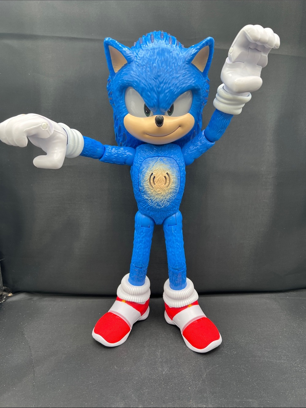 Blue Poseable Hedgehog Action Figure with Red Shoes